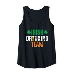 St Patrick's Irish Beer Drinking Team Ireland Flag Clover Tank Top Black Large